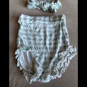 Spearmint Love high waist bloomer and matching bow gingham